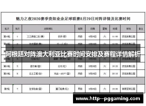 阿根廷对阵澳大利亚比赛时间安排及赛程详情解析 阿根廷对阵澳大利亚比赛时间安排及赛程详情解析